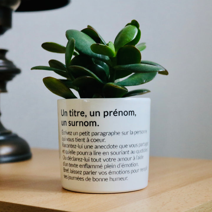 Pot de fleurs à personnaliser avec une définition