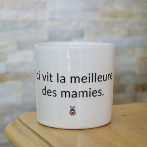 pot de fleurs personnalisé ici vit la meilleur des mamies