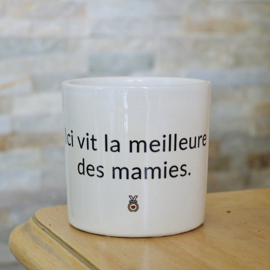 pot de fleurs personnalisé ici vit la meilleur des mamies