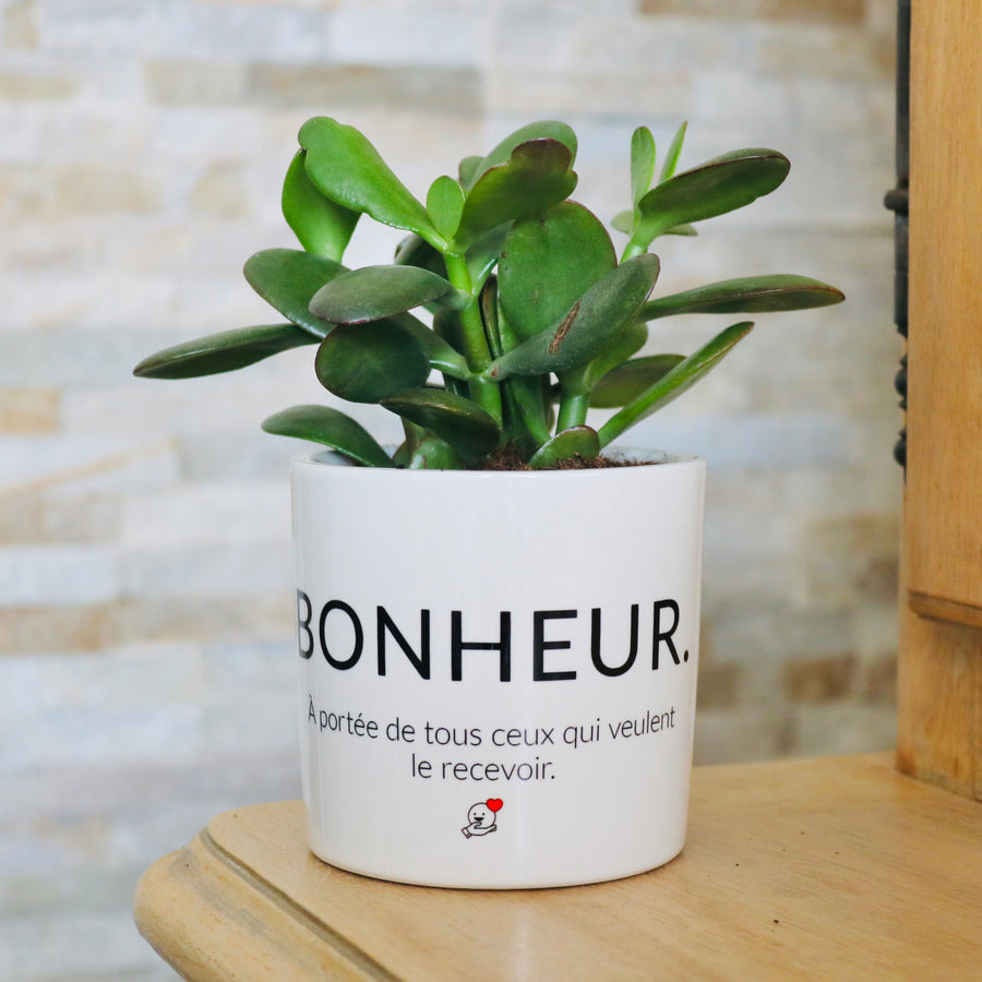 pot de fleurs personnalisé bonheur