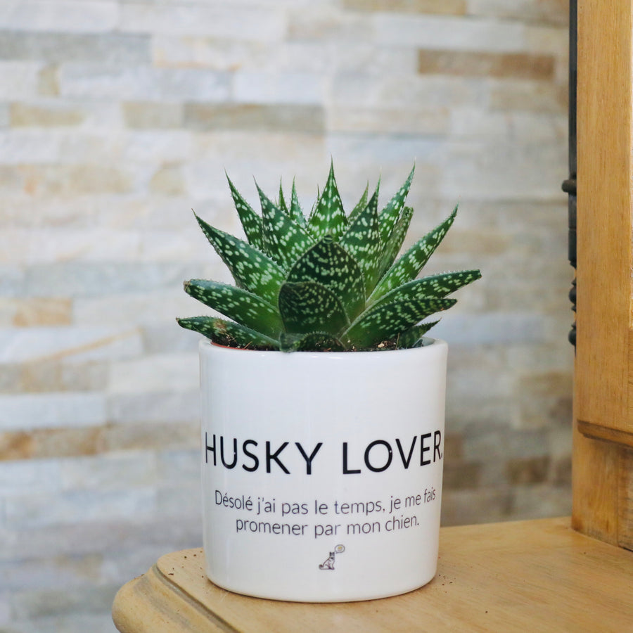 pot de fleurs personnalisé husky lover