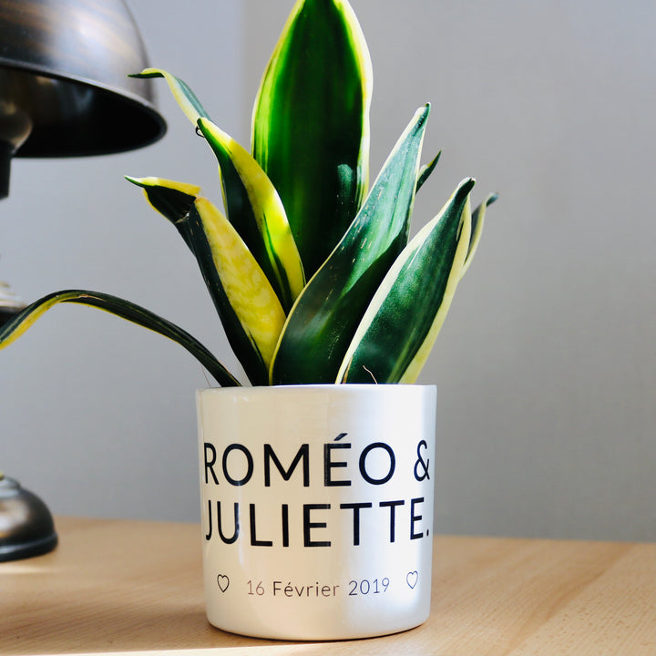 Pot de fleurs personnalisé pour un mariage